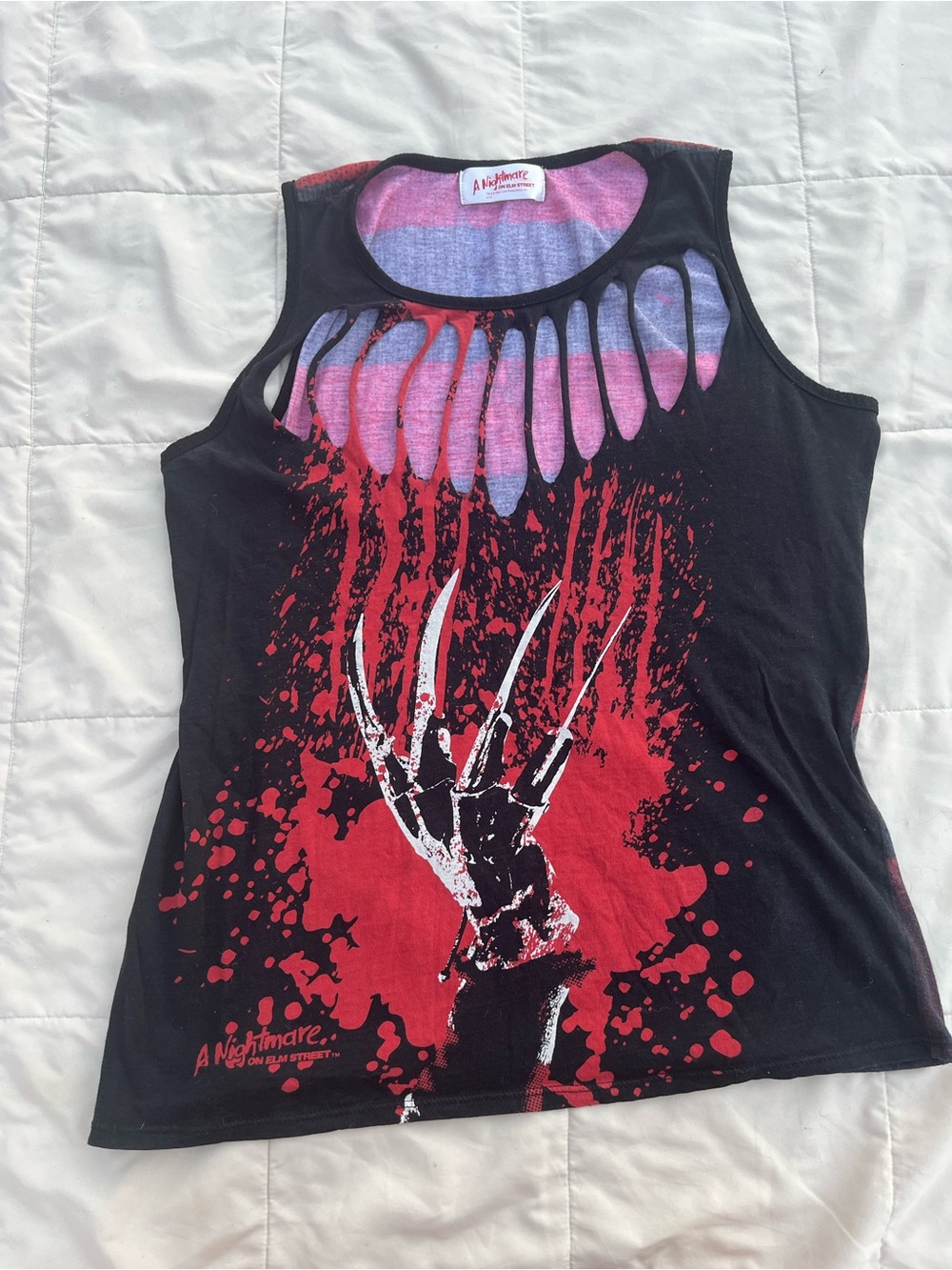 Nightmare on Elm Street Slashed Tie Dye Tank Top, Size XL